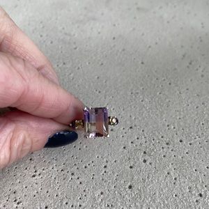 Ametrine emerald cut sterling ring